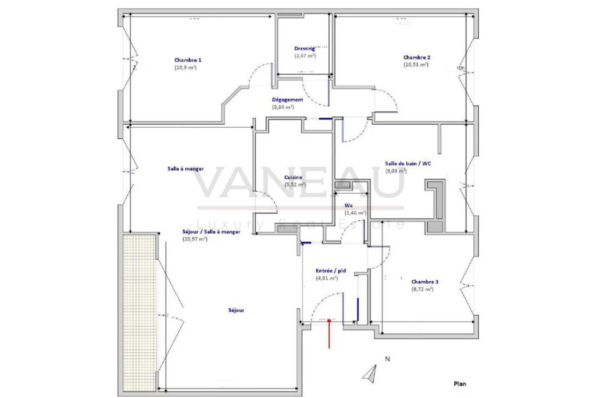 Appartement de 3 chambres - En étage avec vue sur jardins